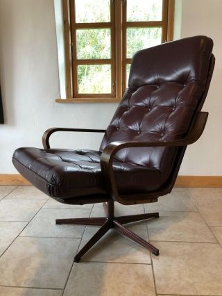 Vintage Danish Mid Century Leather Lounge Chair 1970s