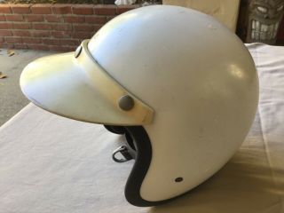Vintage 60s Bell Toptex Helmet Moto Motorcycle White Size 7 - 1/4 Made In Bell,  Ca