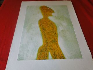 Vintage Sergio Gonzalez Tornero Signed Lithograph A Man Goes By Ii 1984 3/50