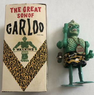 Vintage Son Of Garloo Marx 1960 Tin Wind - Up Robot W/ Box & Medallion - Marx