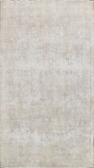 Muted Distressed Semi Antique Tebriz Area Rug Evenly Low Pile Hand - Knotted 8x11