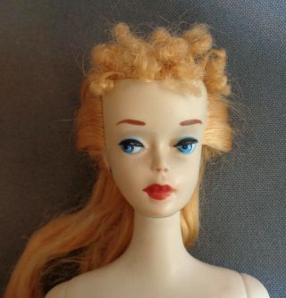 Authentic 3 Barbie Doll Blonde Ponytail Blue Eye & Liner Crayon Good Unrestored