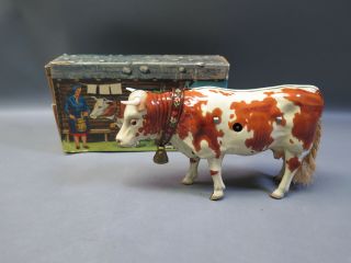 Rare Vintage Kohler Walking Cow Tin Litho Wind - Up Toy Us Zone Germany W Box