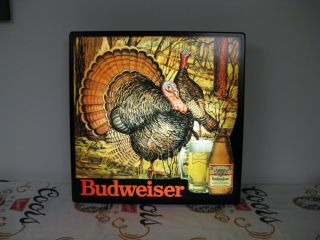 Best Vtg Budweiser Bud Beer Turkey Hunt In Motion Hunting Bar Light Pub Sign Wow