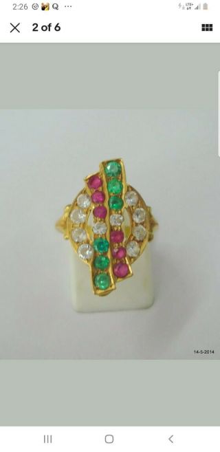 Vintage 20k Gold Ring Crystal Gemstone Handmade Jewelry Rajasthan India