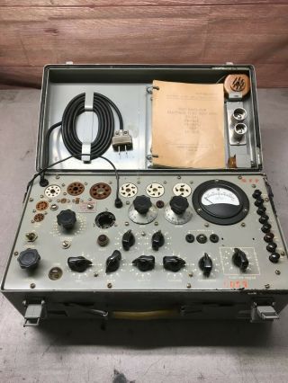 Vintage Military Tv - 7/u Electron Vacuum Tube Tester W\adapter.
