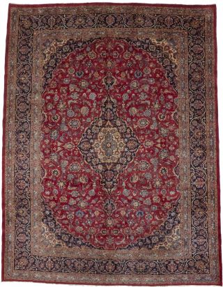 Semi Antique Classic Floral Red 10x13 Hand - Knotted Oriental Area Rug Wool Carpet