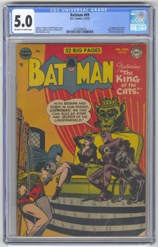 Batman 69 Cgc 5.  0 Vintage Dc Comic Detective Key 1st King Of Cats Gold Age 10c