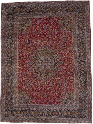 Traditional Floral Design Semi Antique 10x13 Plush Kashmar Oriental Rug Carpet