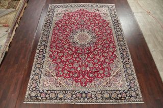 HOLIDAY RED Vintage Floral Najafabad Area Rug Wool Hand - Knotted Dining Room 9x13 3