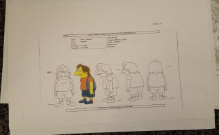 " The Simpsons " - Model Character Sheet " Nelson,  Jimbo,  Kearney " Rare