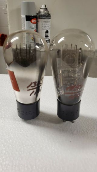 Nos Pair Vintage Rca United Globe Mash Plate Type 245 45 Triode Amplifier Tube