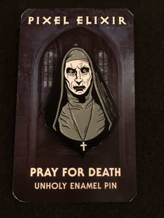 Valak The Nun Pixel Elixir Horror Enamel Pin Pray For Death Glow In The Dark