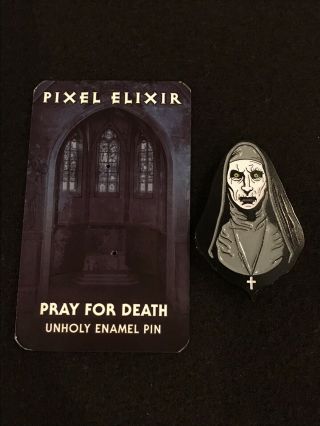 Valak The Nun Pixel Elixir Horror Enamel Pin Pray For Death Glow In The Dark 3
