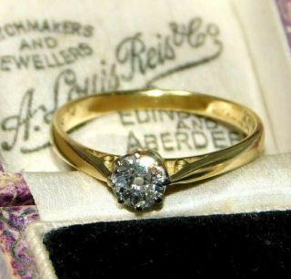 Fine,  Vintage 18ct 750 Gold & 1/2 Carat 0.  50ct Diamond Solitaire Engagement Ring