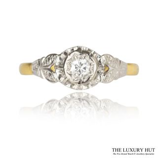 £1,  400.  00 18ct Yellow Gold & Platinum Vintage Certified Diamond Engagement Ring