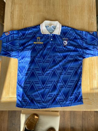 Cardiff City Match Worn Shirt 1990/91/92 Vintage Football Retro