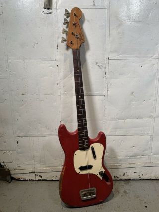 Late 1970’s Fender Musicmaster Electric Bass Guitar Vintage Usa Red