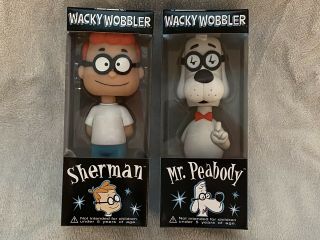 Funko Mr Peabody And Sherman Wacky Wobbler Bobblehead 2002 - Mib