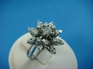 VINTAGE STARBURST DIAMOND COCKTAIL RING IN 14K WHITE GOLD,  7.  2 GRAMS,  SIZE 6.  75 2