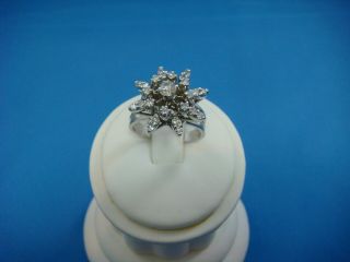 VINTAGE STARBURST DIAMOND COCKTAIL RING IN 14K WHITE GOLD,  7.  2 GRAMS,  SIZE 6.  75 3