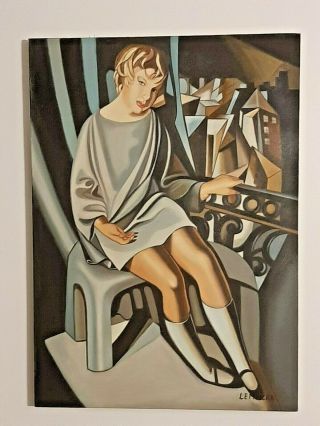 Tamara Lempicka Vintage Handmade Oil Painting On Canvas,  Signed,  W/gallery Stamps