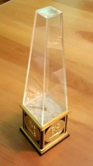 Vintage Jaeger Lecoultre Recital 8 Day Desk Alarm Clock Egyptian Pyramid Style
