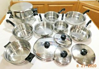 13pc Vintage Saladmaster 18 - 8 Tri Clad Stainless Waterless Cookware Set