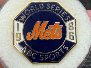 1986 York Mets “balfour” Nbc Sports Stunning World Series Media Press Pin.