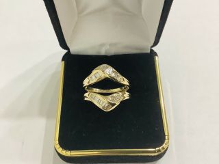 Estate,  Vintage,  Diamonds,  14k Gold Ring Guard,  Wrap,  Enhancer Jacket Sizze 6.  5