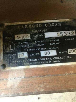 Vintage Hammond A 100 organ - needs work 2