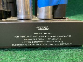 Vintage Eico Model Hf - 87 High Fidelity Dual 35 Watt Power Amplifier - -