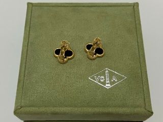 Auth Van Cleef & Arpels Vintage Alhambra 18k Yellow Gold Onyx Earrings 3