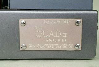 Classic Vintage Quad II (2) Monobloc Valve / Tube Amplifier Amp S/No 11864 3