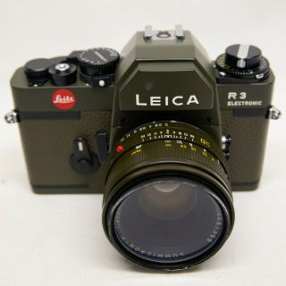 Leitz Leica R3 35mm Vintage Film Slr Camera Safari Olive W/ 50mm F2 Summicron - R