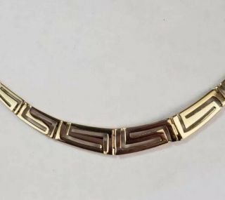 Vintage 10k Yellow Gold Graduated Greek Key Chain Necklace 3