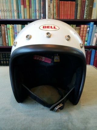 Vintage 1975 Bell Magnum III Toptex Helmet w/ Old Box White 2