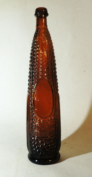 1867 Antique Vtg National Bitters Ear Of Corn Bottle Yellow - Amber Glass