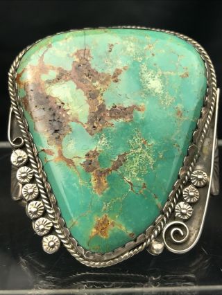 Vtg Huge 130g Old Pawn Navajo Royston Turquoise Sterling Silver Cuff Bracelet