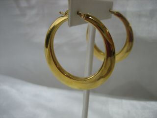 Estate Vintage 14k Yellow Gold Italy Large Hoop Earrings 6.  6 Grams