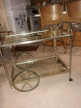Vintage Brass And Glass Tea Cart Or Bar Louis Xvi Style Made In Italy