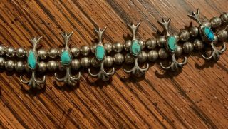 Vintage Native American Navajo Squash Blossom Necklace Turquoise 3