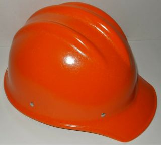 Vintage Orange Fiberglass Hard Boiled Bullard 502 Hard Hat Ironworker