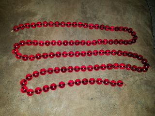 Vintage Bakelite Cherry Amber Faturan Round Beads 66 " Strand Necklace 221.  7 G