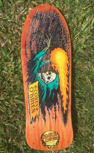 Vintage Og Santa Cruz Corey O’brien Reaper Skateboard Deck.  Red Stain.