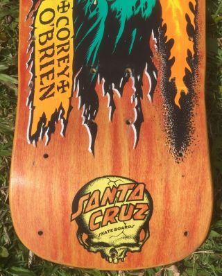 Vintage OG Santa Cruz Corey O’Brien Reaper Skateboard Deck.  Red Stain. 2