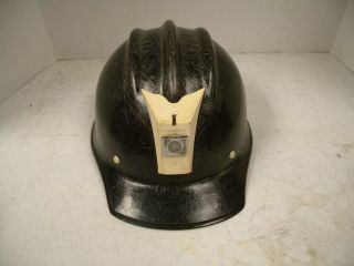 Vtg,  BULLARD 502 FIBERGLASS Hard Boiled HARD HAT,  Coal Miner ' s,  w/Lamp 2