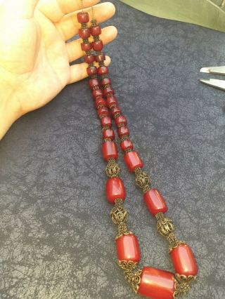 Vintage Amber Cherry Bakelite Necklace 69 Gram