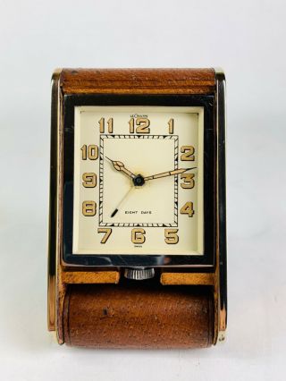 Vintage Jaeger Lecoultre Folding Travel Alarm Clock Swiss Made