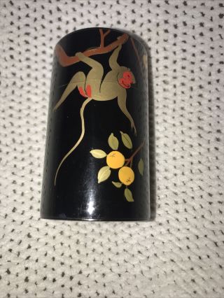 Vintage G.  T.  Marsh & Co Tin Box Asian Japanese Art Hand Paint Monkey Orange Tree